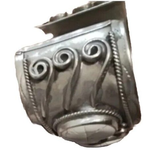 buffalo White cuff bracelet Mexico Silver Signed Broken Stones And Bent In - Picture 2 of 5